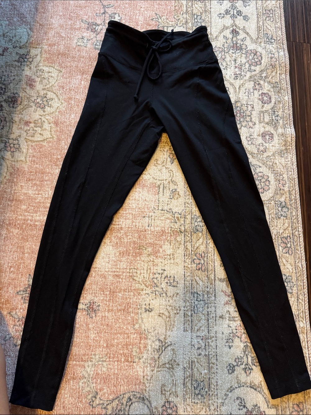 Black High-Waist Drawstring Leggings